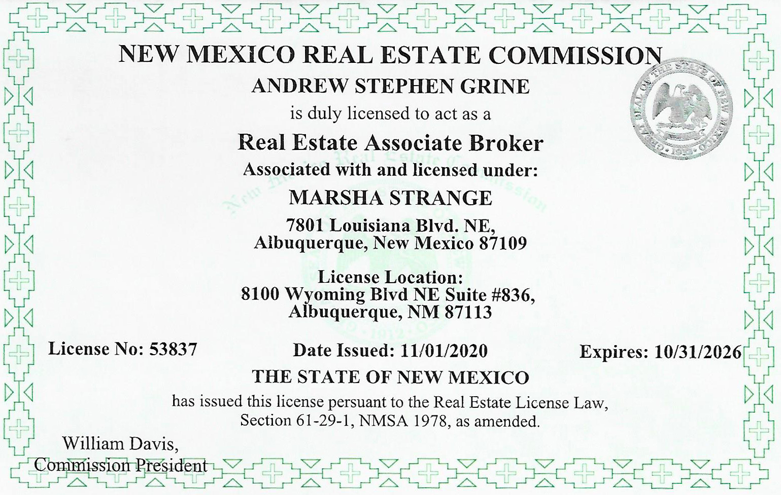 andrew-stephen-grine lic-2 nm license